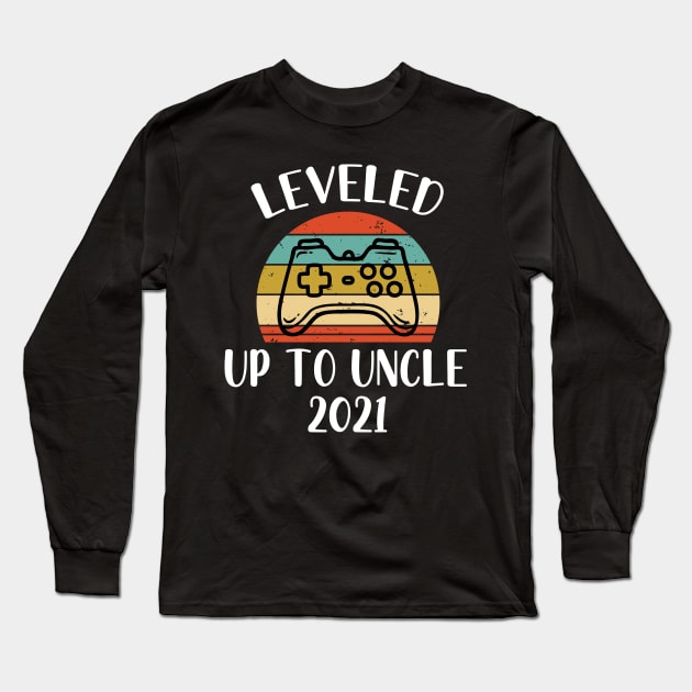 Leveled Up To Uncle 2021 - Pregnancy Announcement New Uncle Retro - Funny Maternity Gift For Gamer Lover Long Sleeve T-Shirt by WassilArt